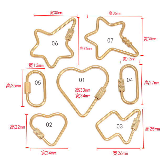 DIY heart shape star shape stainless steel jewelry diy connect clasp