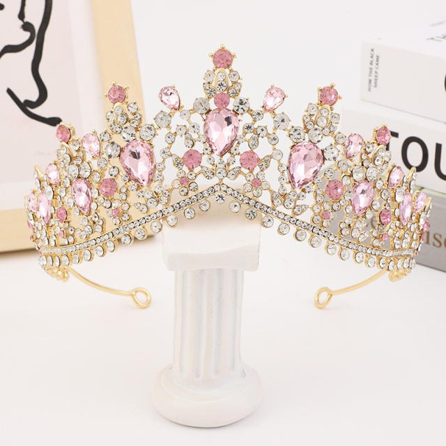 Baroque color glass crystal statament hair crown