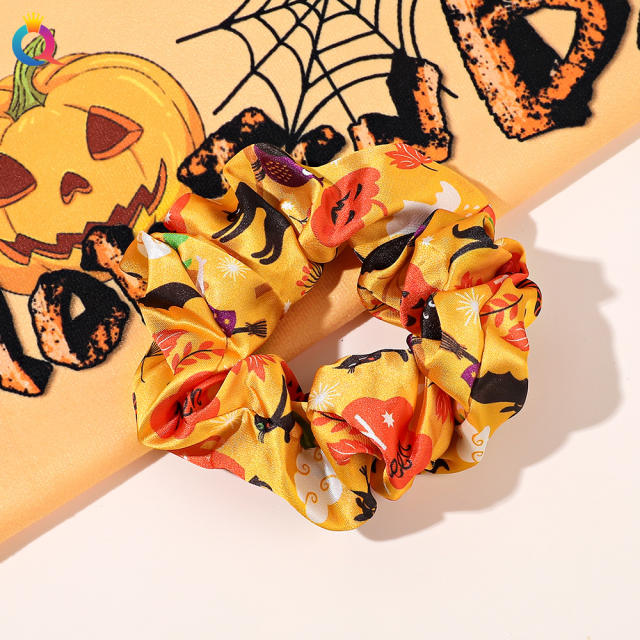 Halloween series pumkin ghoast bat pattern scrunchies