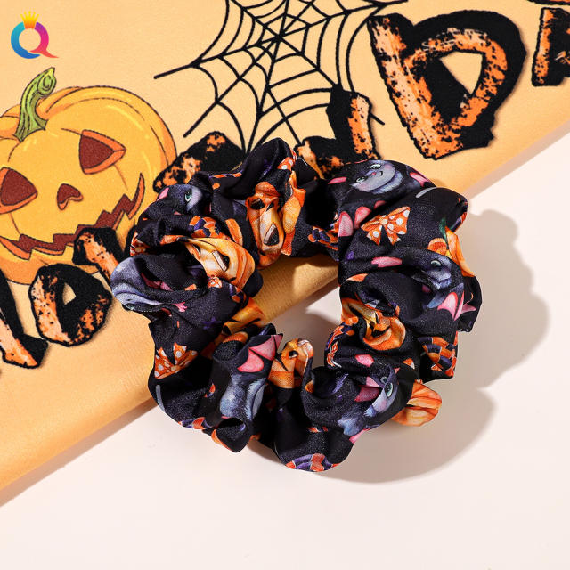 Halloween series pumkin ghoast bat pattern scrunchies
