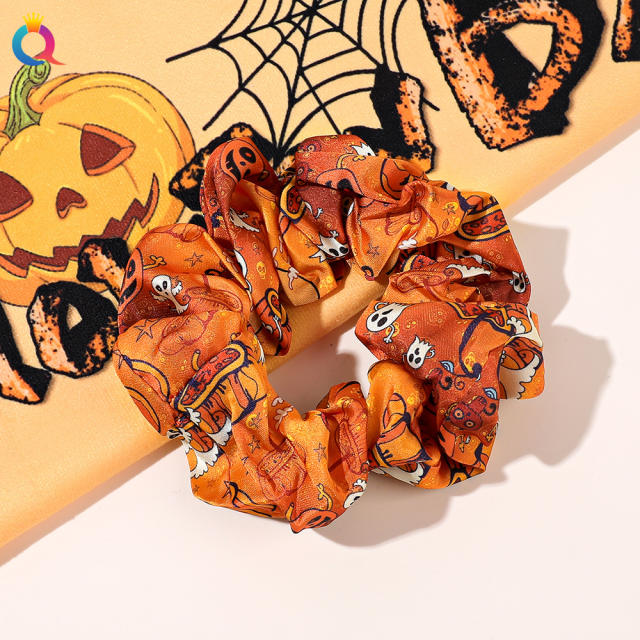 Halloween series pumkin ghoast bat pattern scrunchies
