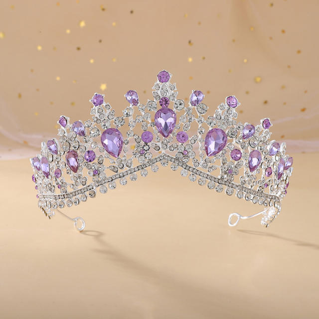 Baroque color glass crystal statament hair crown