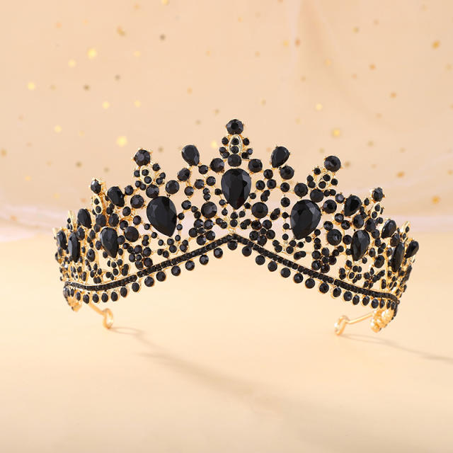 Baroque color glass crystal statament hair crown