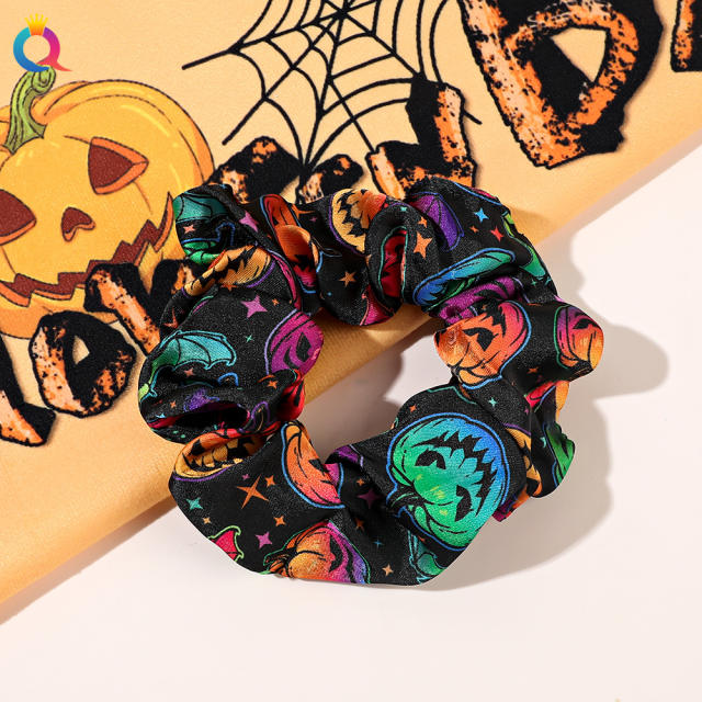 Halloween series pumkin ghoast bat pattern scrunchies