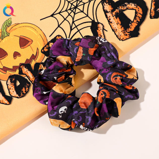 Halloween series pumkin ghoast bat pattern scrunchies