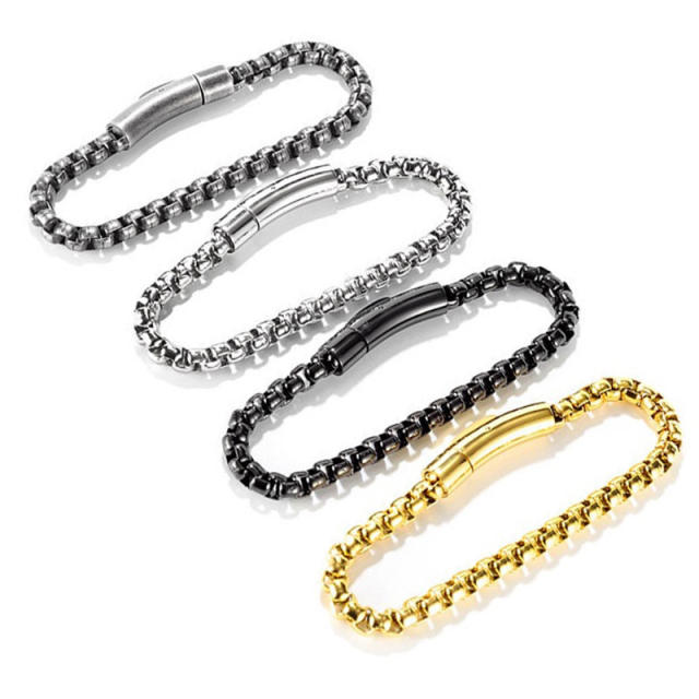 Easy match stainless steel thick box chain bracelet for men