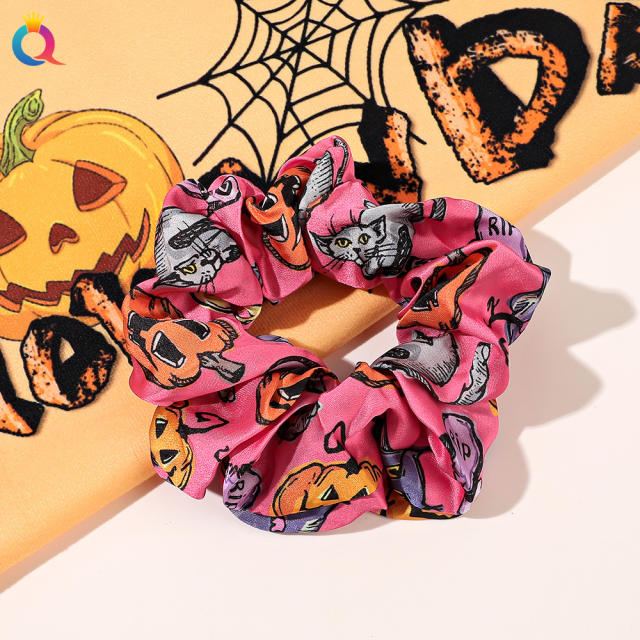 Halloween series pumkin ghoast bat pattern scrunchies