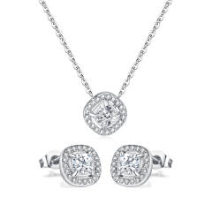 Classic diamond stainless steel necklace set wedding jewelry