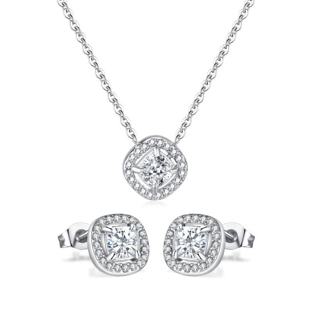 Classic diamond stainless steel necklace set wedding jewelry