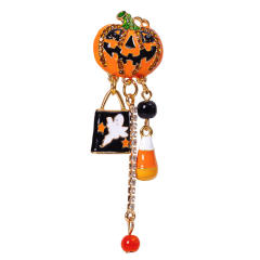 Halloween pumkin design tassel enamel brooch