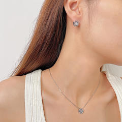 Classic diamond stainless steel necklace set wedding jewelry