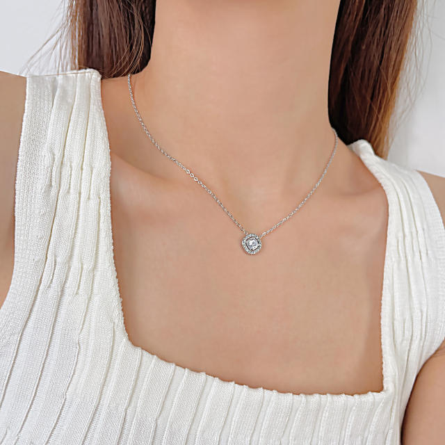 Classic diamond stainless steel necklace set wedding jewelry