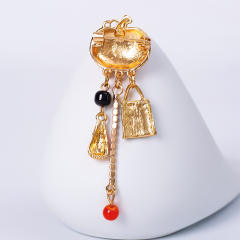 Halloween pumkin design tassel enamel brooch