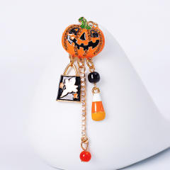 Halloween pumkin design tassel enamel brooch