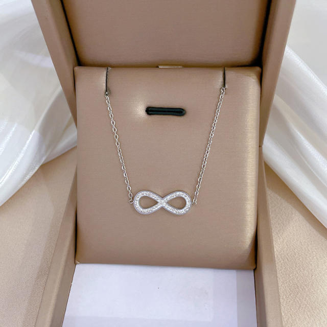 Dainty diamond infinity stainless steel women necklace