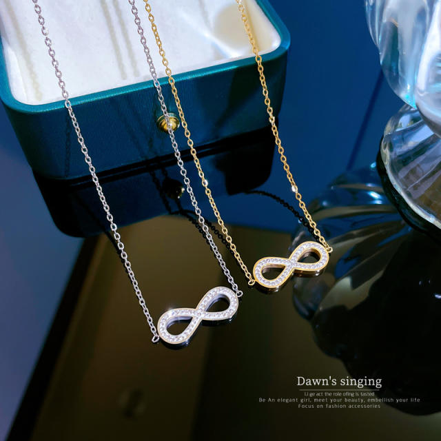Dainty diamond infinity stainless steel women necklace
