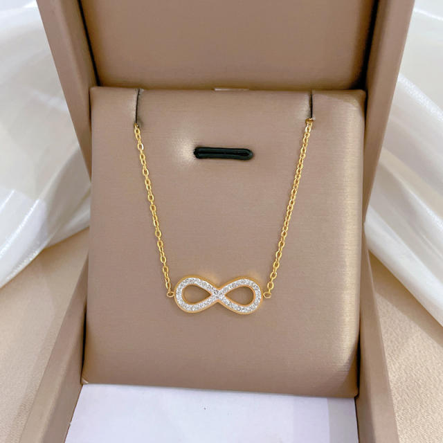 Dainty diamond infinity stainless steel women necklace