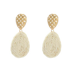 Summer fresh colorful straw drop women earrings beach earrings