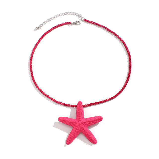 Ocean trend colorful starfish charm holiday necklace