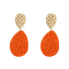 Summer fresh colorful straw drop women earrings beach earrings