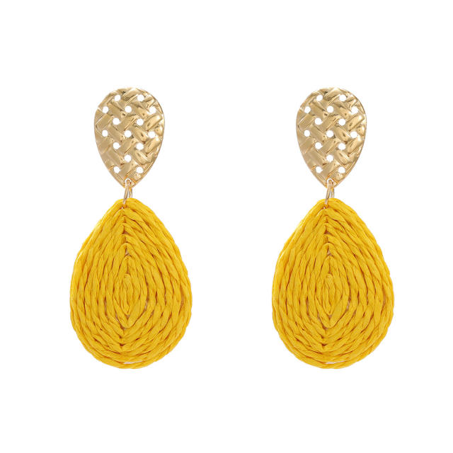 Summer fresh colorful straw drop women earrings beach earrings