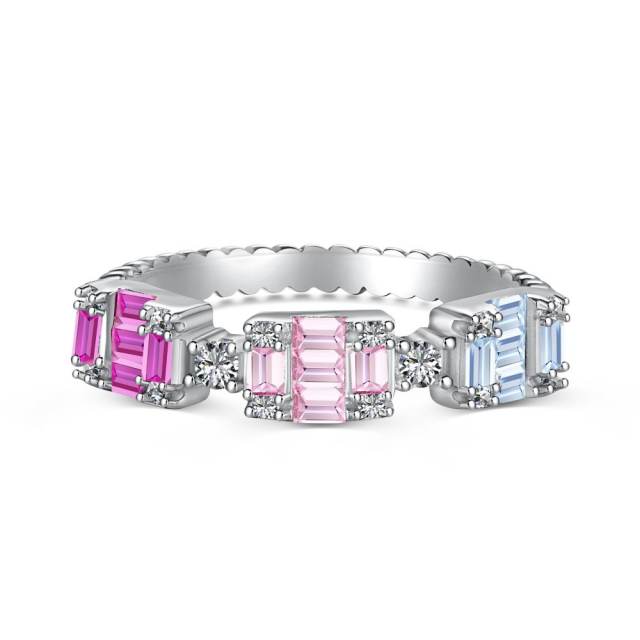 925 sterling silver sweet pink cubic zircon finger rings wedding rings