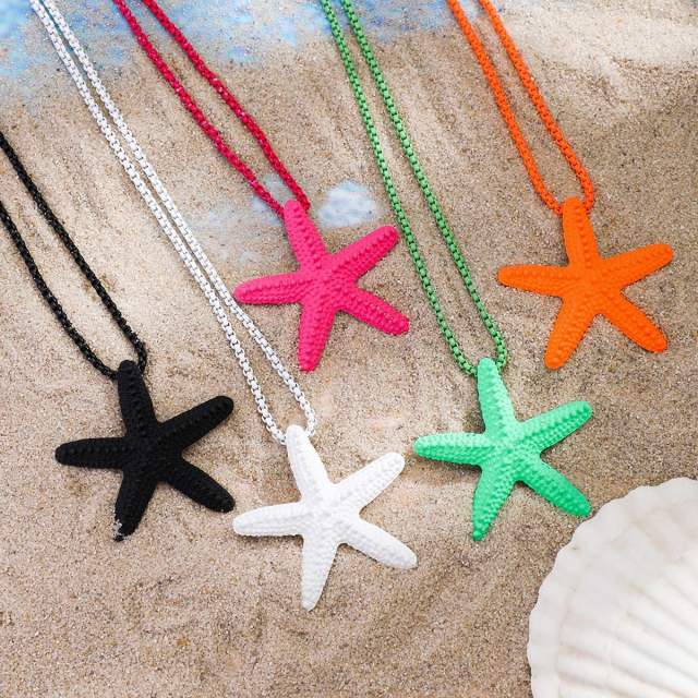 Ocean trend colorful starfish charm holiday necklace