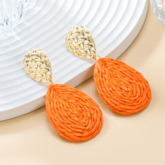 Summer fresh colorful straw drop women earrings beach earrings