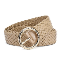 Candy color PU leather braid round buckle belt for women dress belt
