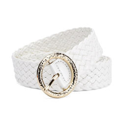 Candy color PU leather braid round buckle belt for women dress belt