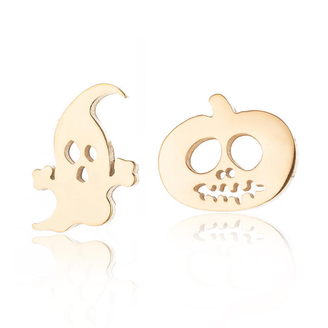 Halloween pumpkin ghost stainless steel studs earrings