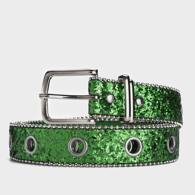 Hot sale shiny colorful PU leather buckle belt