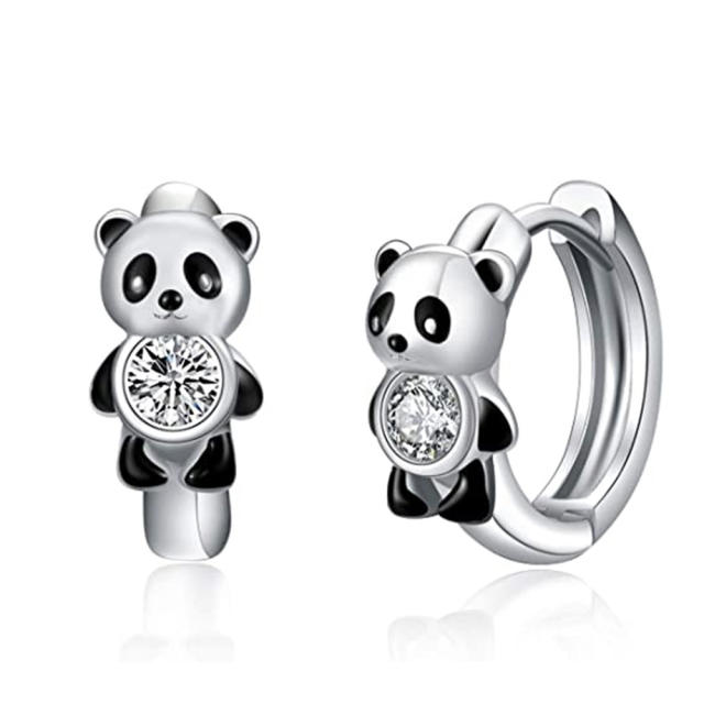 Sweet super cute panda copper huggie earrings small hoop earrings