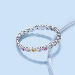 925 sterling silver sweet color cubic zircon eternity  rings for women