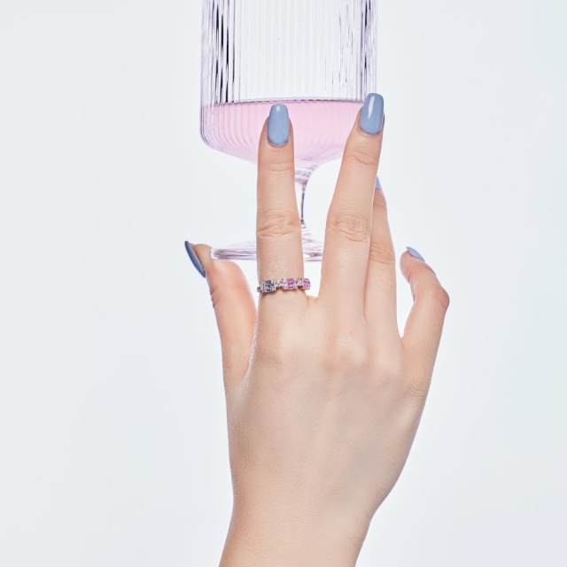 925 sterling silver sweet pink cubic zircon finger rings wedding rings