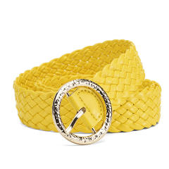 Candy color PU leather braid round buckle belt for women dress belt
