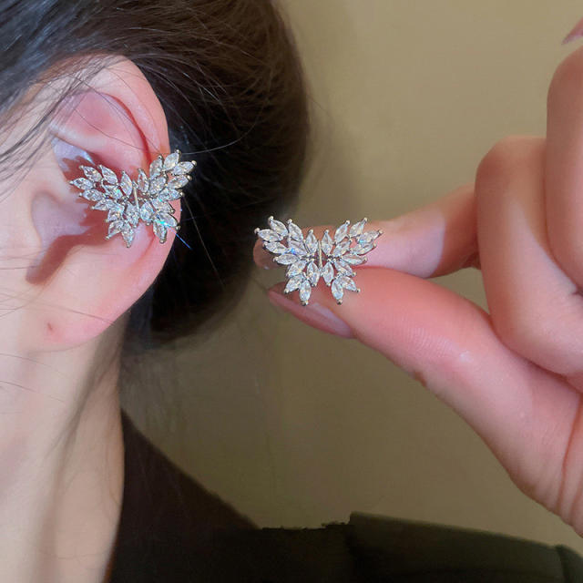Super shiny diamond full cubic zircon butterfly ear cuff