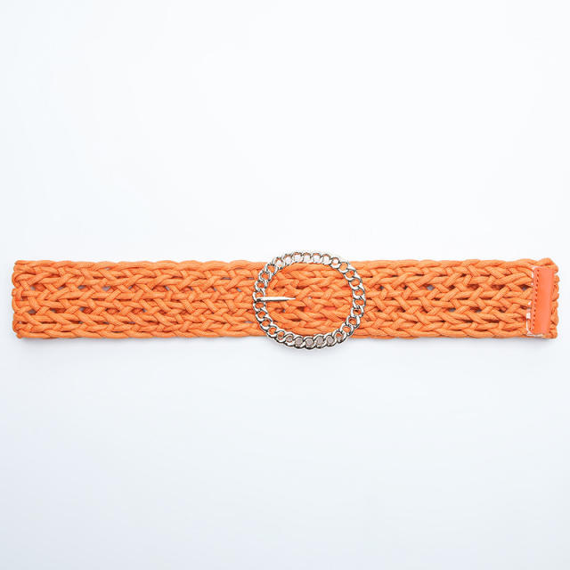 Boho cotton rope corchet round buckle belt dress belt for women