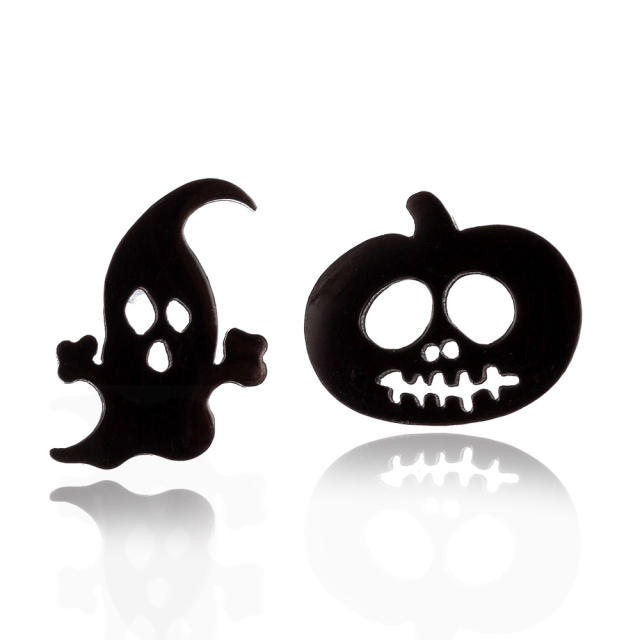 Halloween pumpkin ghost stainless steel studs earrings