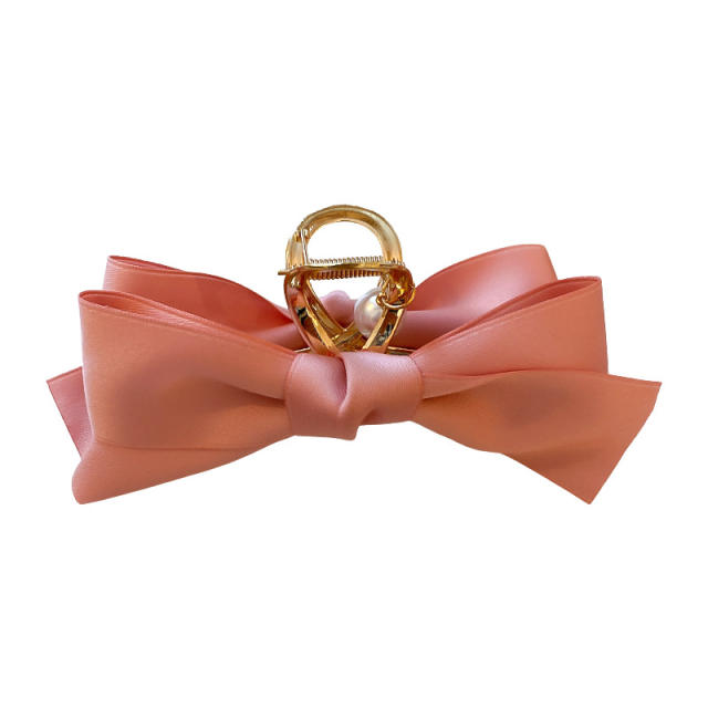Korean fashion plain color bow large hair claw clips for women