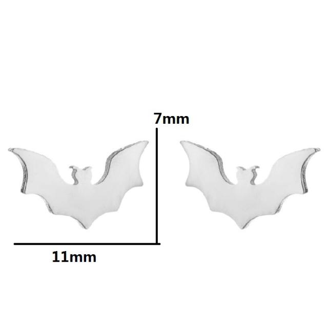 Halloween bat skull web 4 color stainless steel tiny studs earrings