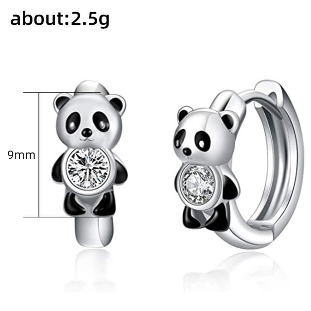 Sweet super cute panda copper huggie earrings small hoop earrings