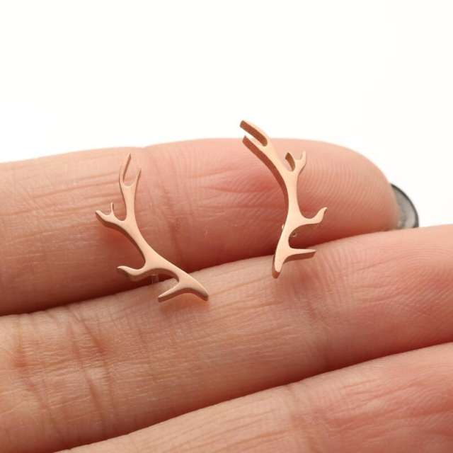 Cute antler stainless steel studs earrings tiny earrings christmas