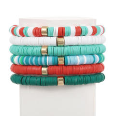 6pcs set colorful clay bead halloween christmas bracelet set