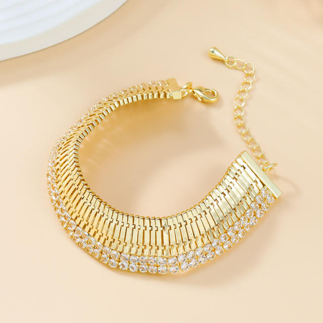 Chunky wide metal choker necklace bracelet set