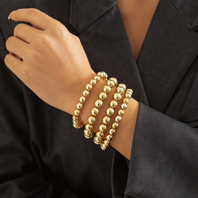 Chunky punk trend gold silver ball bead layer choker necklace bracelet