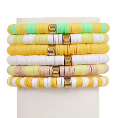 6pcs set colorful clay bead halloween christmas bracelet set