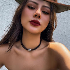 Concise silver color ccb ball black wax rope layer choker necklace