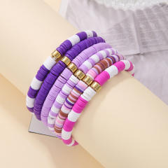 6pcs set colorful clay bead halloween christmas bracelet set