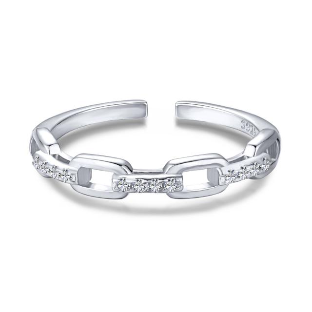 925 sterling silver cubic zircon diamond adjustable finger rings